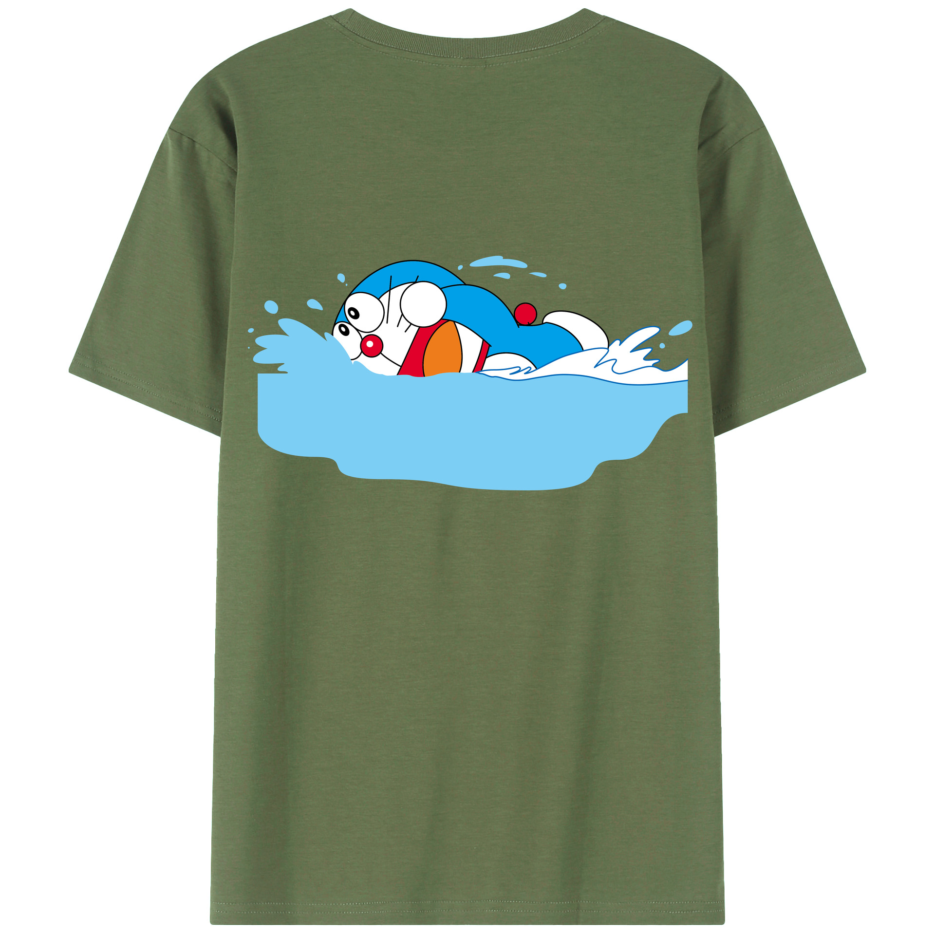（画像用） ドラえもん Doraemon 綿100％ メンズ半袖Tシャツ（バックプリント） 通気性